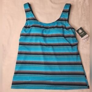❤️ LL Bean Swim Top. Ladies Size 4. Blue & Black Stripes. New